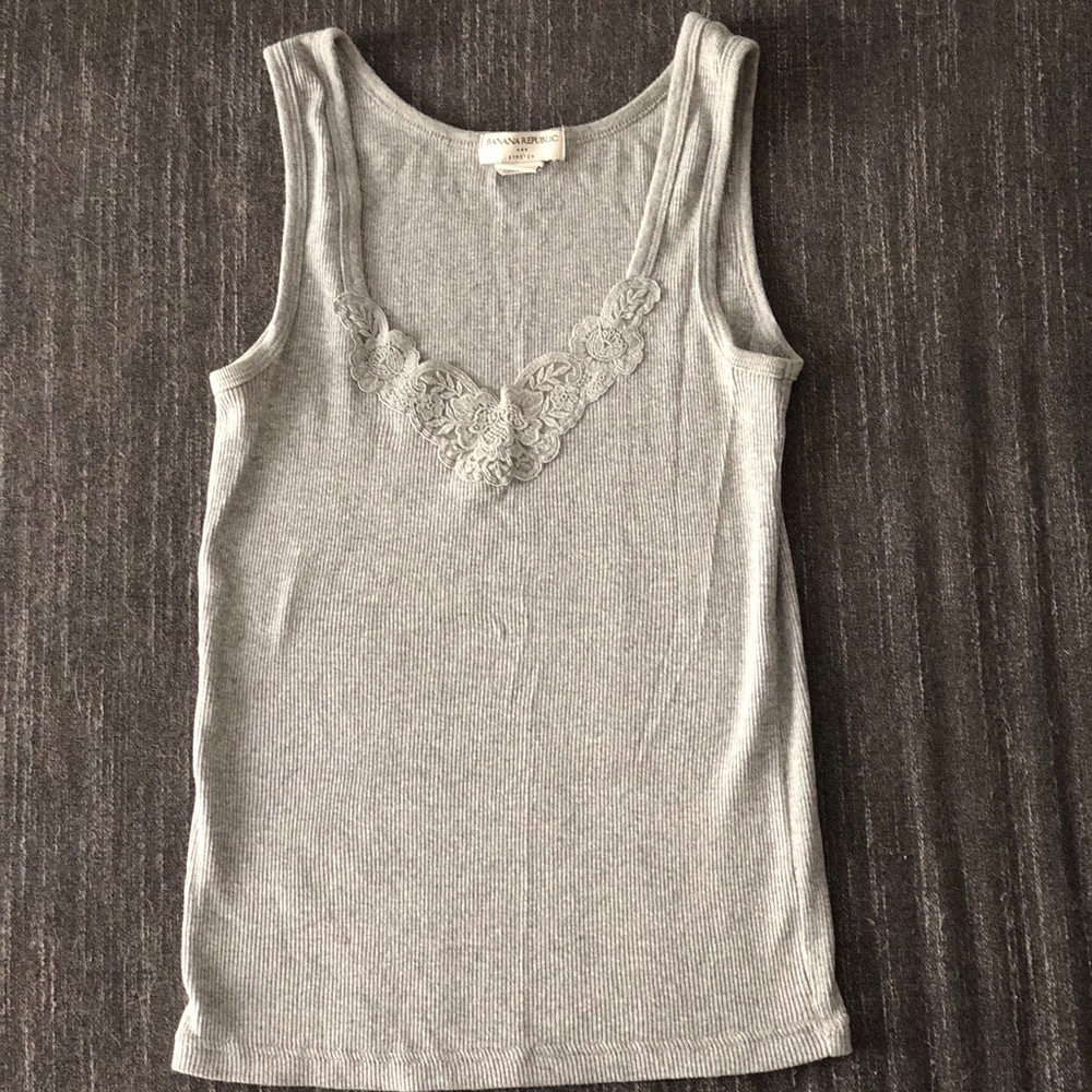Grey tank with lace detail